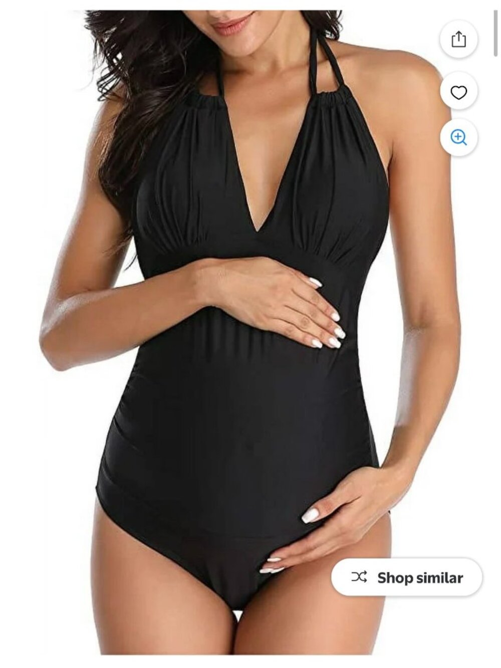 NWT Womens Black Maternity pregnancy Bathing suit Swimwear Beachwear LARGE